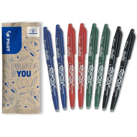 PILOT - Lot de 8 FriXion Ball 07 - Stylo Effaçable à Encre Thermosensible - Stylo Roller Rechargeable - 2 Bleus, 2 Rouges, 2 Ver