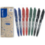 PILOT - Lot de 8 FriXion Ball 07 - Stylo Effaçable à Encre Thermosensible - Stylo Roller Rechargeable - 2 Bleus, 2 Rouges, 2 Ver