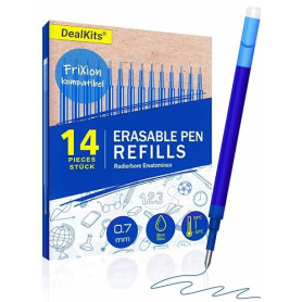 Lot de 14 recharges de rechange effaçables 0,7 mm, bleues, compatibles avec Pilot FriXion Ball, Clicker et Eberhard Faber, mines