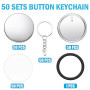 Lot de 50 porte-clés pour machine à boutons - 58 mm - Kit de fabrication de broches pour machine à boutons - Ensembles de badges