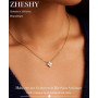 ZHESHY Collier Femme Or Pierre de naissance Trefle A 4 Feuilles Chaine | Zircone Cubique,Plaqué Or 14k,Imperméable,Réglable,Pers