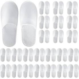 Lot de 20 paires de pantoufles jetables avec pochette pour invités, pantoufles en vrac pour hôtel, spa, voyage, maison sans chau