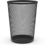 Zuvo Corbeille à papier en maille métallique noire | Poubelle de bureau ronde 4 gallons (16L) | Panier à déchets durable pour ma