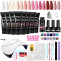 Phoenixy Kit Ongle Gel UV Complet avec 36W Lampe, 8 Couleurs Poly Ongle Gel 15ML, Set de Manucure pour Débutant Gel Construction