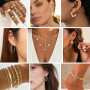 JSTHHTT 46 Pcs Parure Bijoux Femme, Bracelet Femme, Bijoux Femme, Collier Femme Or, Bagues, Boucles d'Oreilles Créoles, Lot de B