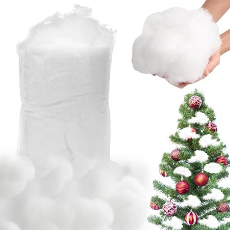 Yuragim Neige Artificielle Décorative 200g, Ouate de Remplissage pour Nuages Fausse Neige Coton Decoration Nuage Neige de Décora