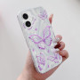 L-FADNUT Coque Compatible avec iPhone 16 Motif de Papillon Violet Creux | Brillante Paillettes Femmes Antichoc Silicone Bumper C