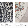 Tomifine Tapis Rond en Coton Tressé Bohème Avec Franges Mandala Motif Antidérapant - Décoration du Sol pour Chambre à Coucher, C