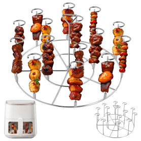 Accessoire Air Fryer, Set de Brochettes Barbecue en Acier Inoxydable, 24 Brochettes + Grille, Accessoires Compatibles Plat Air F