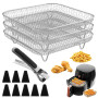 Grille Inox Empilable Carrée Pour Friteuse À Air Avec Pieds Silicone | Support Multiniveau Pour Cuisson, Séchage Des Fruits Et P