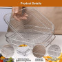 Grille Inox Empilable Carrée Pour Friteuse À Air Avec Pieds Silicone | Support Multiniveau Pour Cuisson, Séchage Des Fruits Et P