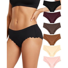 ALL OF SHE Lot de 6 Slips Seamless Femmes Bords ondulés sous-vêtements sans Couture Femmes No Show Bords ondulés Culotte Multipa