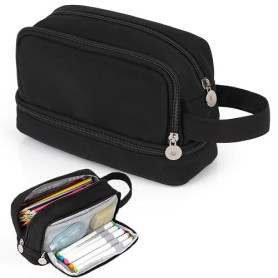 Alyvisun Trousse Scolaire, Trousse à Crayons Grande Capacité | avec 3 Compartiments pour Fille Garcon, Portable Trousse Crayon P