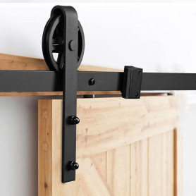 Joparri Kit de ferrures de porte coulissantes 183 cm, Système de porte coulissante, Rail suspendu en acier au carbone avec roule