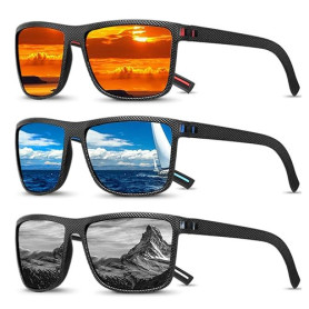 ZXTGBQ 3 Pièces Lunette de Soleil, Lunettes de Soleil Homme Polarisées, Cadres Vintage, Classiques, éLéGants, Objectifs Haute Dé