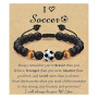 COYUN Tigre d'œil jaune Bracelet de Football, Croix Perles Garcon Fils Anniversaire 5 6 7 8 9 10 11 12 13 14 15 16 17 18 ans, Ca