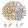 CREATCABIN 1 Boîte 400Pcs 2 Couleurs Pliantes Embouts Sertir Replier Cordon Sertir Conseils 3mm Cuir Ruban Pince Fermoir Laiton