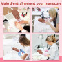 Adonafy Main D'Entrainement Manucure - Silikon Main Entrainement Ongles - Flexible Fausse Main pour Ongle pour Débutants Profess