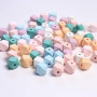 DAHI 70 PCS Mélange Perles en Bois Colorées 15mm à Enfiler | Grosse Perle en Bois Octogonale Naturel, avec Trou, pour Fabricatio
