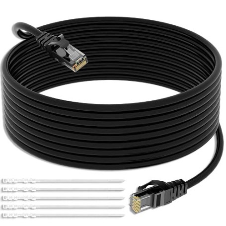 Mygatti CAT5E Câble réseau Ethernet 75 mètres, câble réseau et patch étanche à usage extérieur, Enterrement direct,RJ45, 24AWG,