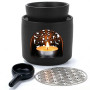 Brûleur d'encens avec tamis et bol – 120 ml pour huiles essentielles, brûleur d'encens en céramique noir mat pour diffuseur d'ar