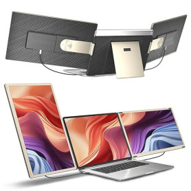 siaviala Extension D'écran d'ordinateur Portable, Triple Moniteur Portable 15,6" FHD 1080p, Compatible avec Windows, Mac, Chrome