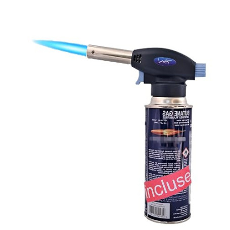 LuxéArt - Lot Chalumeau de cuisine + cartouche gaz incluse. Flamme réglable. Idéal pour pâtisserie, barbecue, feu, soudure, camp