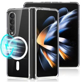 Yoedge Magnétique Coque pour Samsung Galaxy Z Fold3 5G 7,6", Transparente Coque Compatible avec MagSafe, Ultra Mince Silicone TP