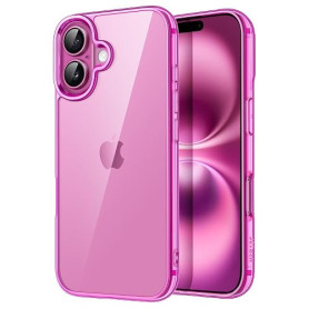 JETech Coque pour iPhone 16, Rose | Anti-Jaunissement, Antichoc, Dos PC Rigide Résistant aux Rayures, Étui Housse Bumper en TPU
