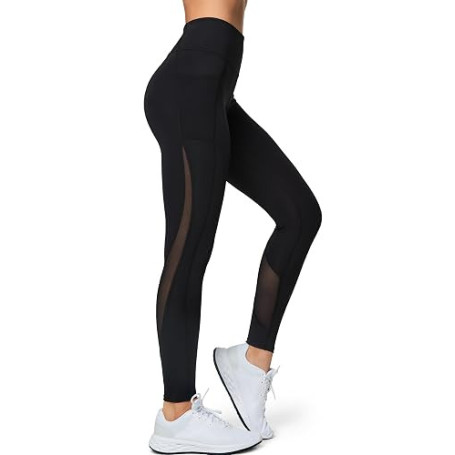 Yvette Leggings de Sport Femme Mesh Opaque Taille Haute | Pantalon de Yoga Doux Respirant Grande Taille Pilates Fitness Voyage G