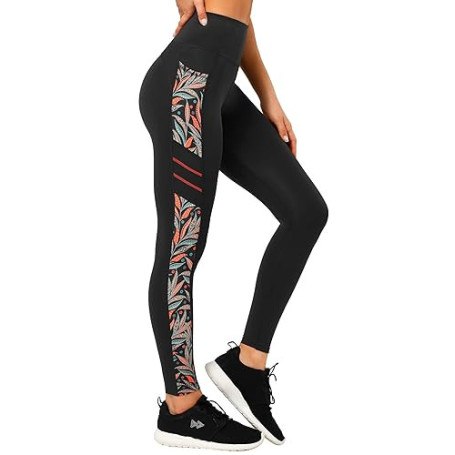Yvette Leggings de Sport Femmes Imprimé Taille Haute | Opaque,Pantalon de Yoga Non Transparent Doux avec Poches Jogging Fitness