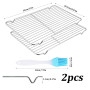 2 Pcs 30 x 20 cm Grille de Refroidissement, avec Pinceau de Cuisson | Grille de Cuisson pour Gâteaux, Pain, Rôtissage, Grillage 