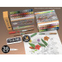 36 tons de terre Stylos de peinture acrylique à pointe flexible avec contrôle de débit automatique de 1-5 mm pour peinture sur r