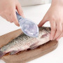 Ulawellor Écailleur à Poisson en PP 2 Pièces Bleu | Prise Ergonomique, Boîte à Écailles avec Couvercle, Trou de Suspension, sans