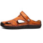 GSNOW Mens Casual Closed Toe Leather Outdoor Sports Sandals Beach Slippers Flat Shoes