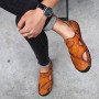 GSNOW Mens Casual Closed Toe Leather Outdoor Sports Sandals Beach Slippers Flat Shoes