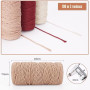 Corde Macramé 3mm x 100m, Set de 3 - Fil Coton Naturel 4 Fils pour Tenture Murale, Suspension de Plantes et Décoration Boho (Bei