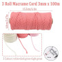 Coriver Corde Macramé 3mm, 100 m Fil Macramé, Macrame Corde Coton Macramé, Fils Macrame pour Bricolage Artisanat Tapisserie Déco