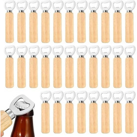 Lot de 30 décapsuleurs en bois avec poignée en bois - Cadeau pour hommes et amateurs de bière - Convient pour la maison et le bu