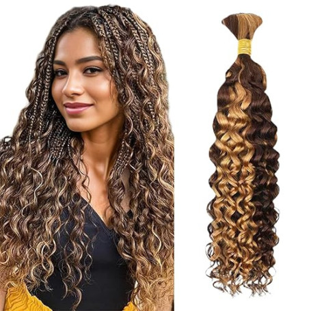 TNICE Water Wave Boho Braids Human Hair Bulk Hair Extensions 22 Pouces Tissage Bresilien Human Braiding Hair No Weft Tissage Che