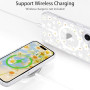 L-FADNUT Coque Magnétique pour iPhone 16 Motif de Fleur Blanc | Coque Compatible avec MagSafe Transparente Silicone Fine Anticho