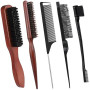 5 Pièces Brosse Plaquante Cheveux, Brosse Poils Sanglier, Brosse Cheveux Poils De Sanglier, Brosse Cheveux pour Cheveux Longs, B