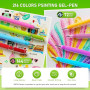 TrendGate 216 Stylo Gel Acrylique, 144 Feutre Acryliques + 72 Pailletés | Pointe 1 mm Gen Pen, Feutres Gel Coloriage, Pour Peint