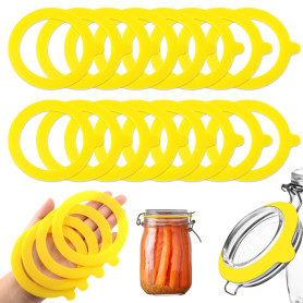 TXXATX 15 Pièces Joint Bocaux Silicone 69x95mm Caoutchouc Bocaux Jaune | Réutilisable, Joint de Rechange, pour Bocaux de Conserv