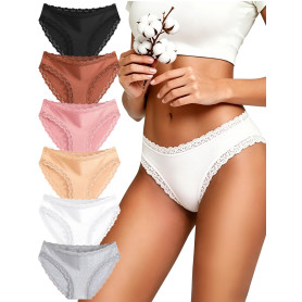 Sth Big Culotte Femme Coton avec Dentelle Slip Femme Doux et Confortable sous-Vêtements Féminins Respirants Culottes Élégantes e