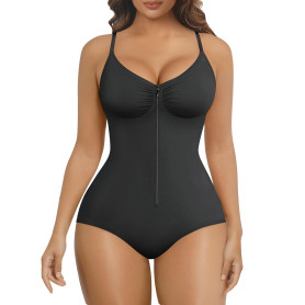 SHAPERX Body Gainant Femme Zip + Crochets – Ventre Plat Fort Maintien, Facile à Enfiler, Sculptant Taille & Hanches, Invisible s