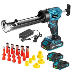 Yofidra Pistolet à Silicone Électrique avec 2x2000mAh Batteries,4 Vitesses | Pistolet a Cartouche Electrique avec Lumière LED, 4