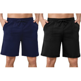 Aseniza Short Pyjama Homme 2 Pcs Bas de Pyjama Homme Coton Pantalon de Pyjama Court Doux Sommeil Décontracté Short de Nuit et Po