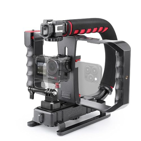Zeadio Stabilisateur vidéo Portable pour caméra d’Action avec Support vidéo pour Smartphone pour Tous Les Types de caméras, camé