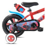 Vélo 12" Spiderman de Marvel/Disney - 1 Frein - Pignon Fixe - Pneus Increvables EVA - Roues Bâtons - Plaque - 2 Stabilisateurs -